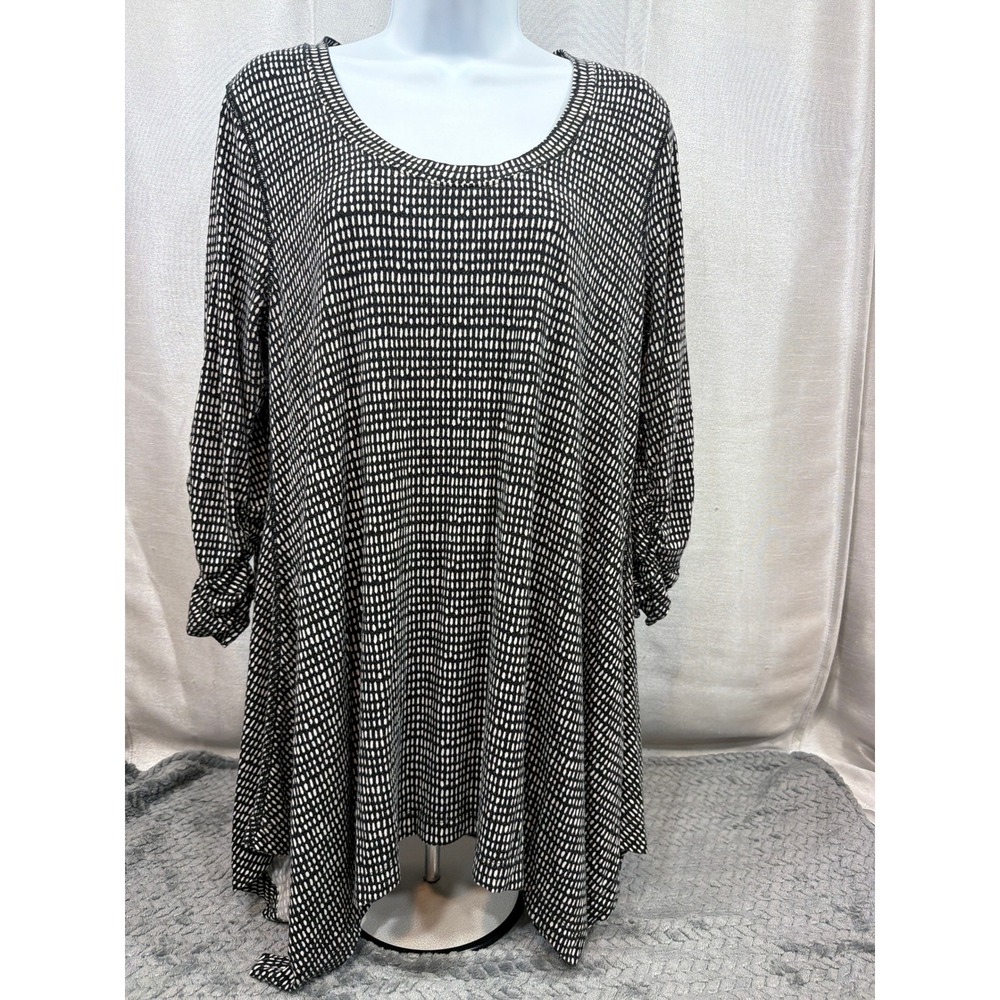 Philosophy Republic Clothing Women Black White Dash Print Sharkbite Tunic Large